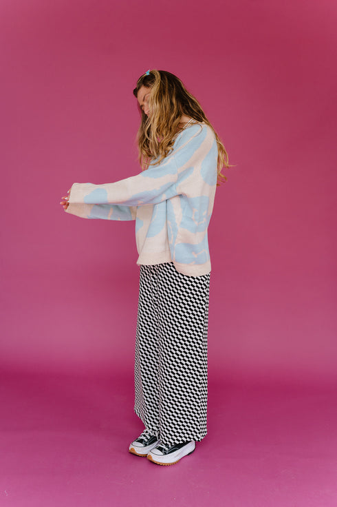 Happy Daze Smiley Sweater // Blue